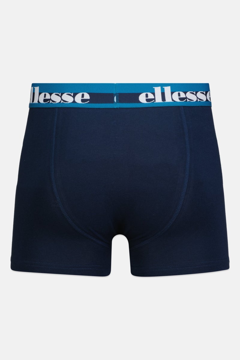 Men 3 Piece Brand Logo Trunks, Navy/Grey/Green
