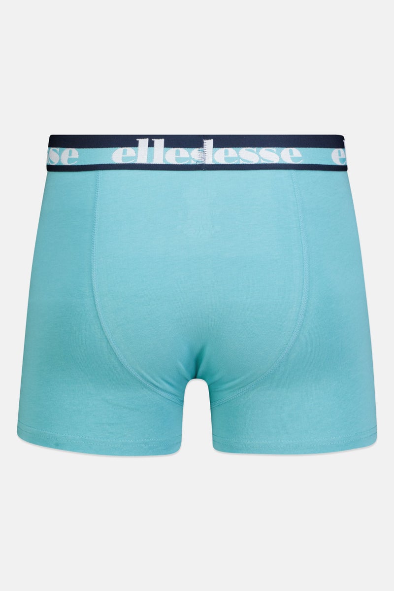 Men 3 Piece Brand Logo Trunks, Navy/Grey/Green