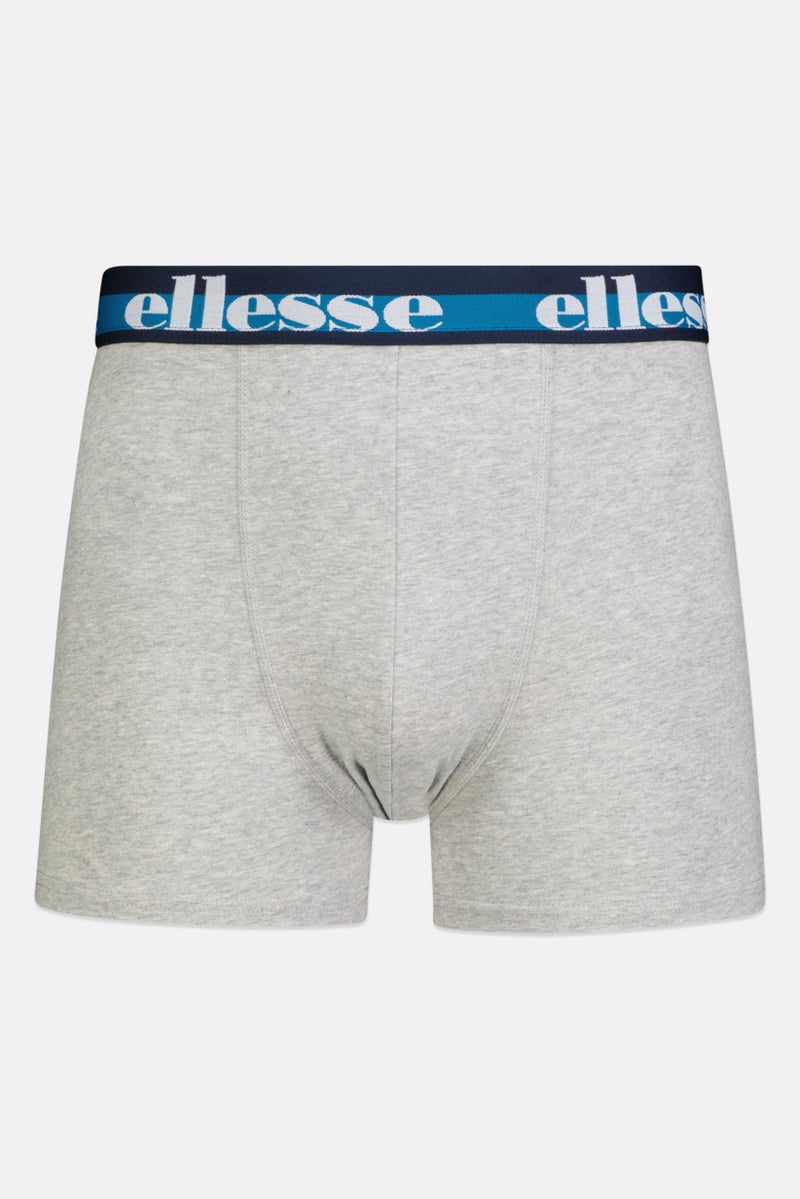 Men 3 Piece Brand Logo Trunks, Navy/Grey/Green