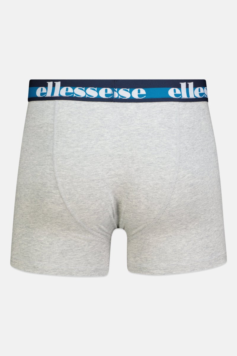 Men 3 Piece Brand Logo Trunks, Navy/Grey/Green