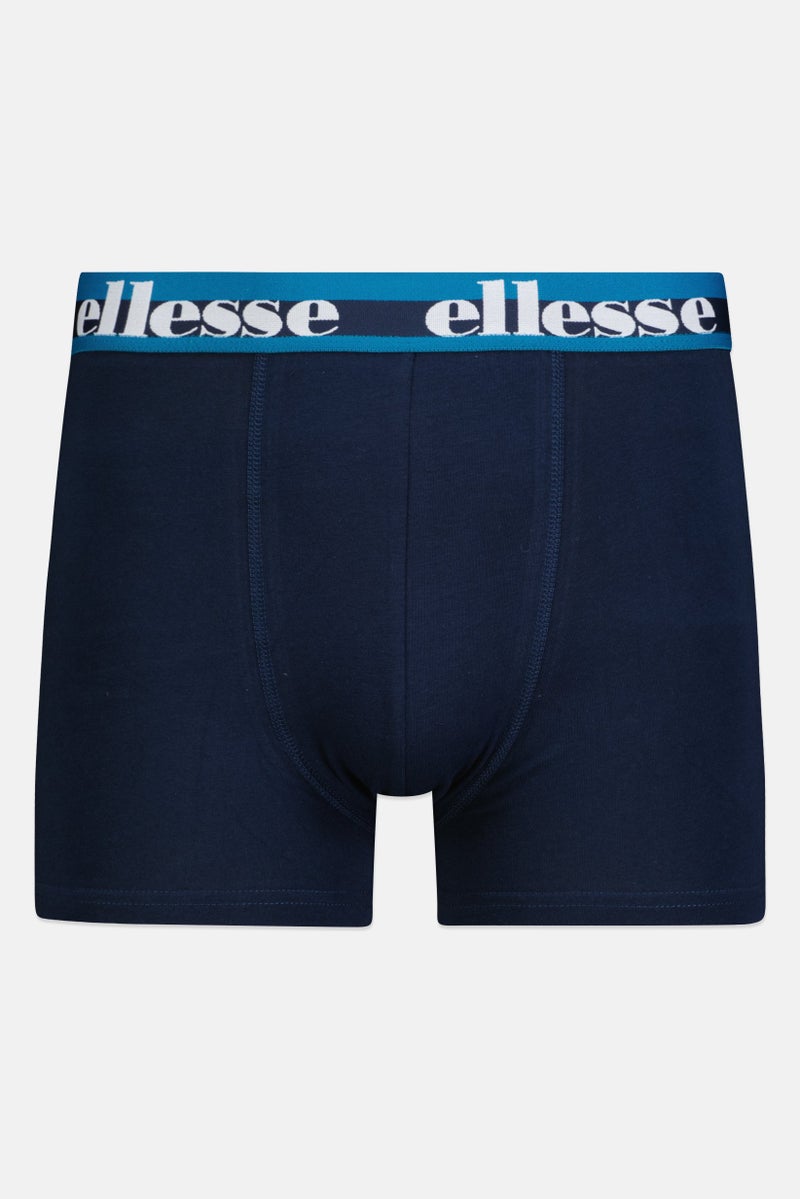 Men 3 Piece Brand Logo Trunks, Navy/Grey/Green
