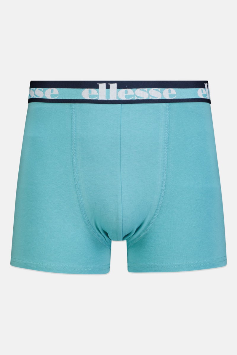 Men 3 Piece Brand Logo Trunks, Navy/Grey/Green