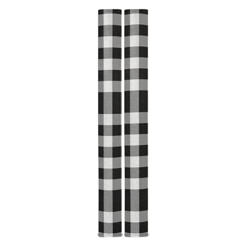 Eionryn Black White Buffalo Check Refrigerator Door Handle Covers Farmhouse Tartan Kitchen Appliances Gloves for Microwave Dishwasher Fridge Door Cloth Protector 2pcs - Image 2