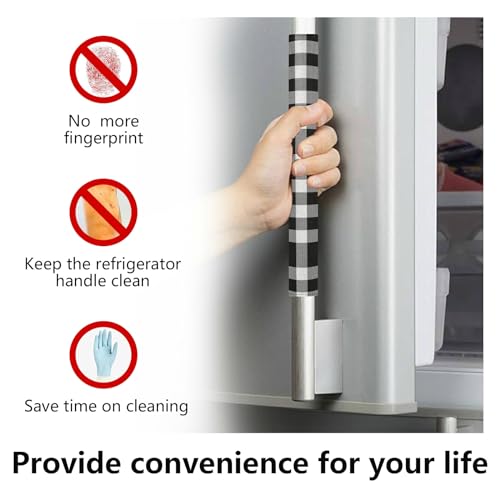 Eionryn Black White Buffalo Check Refrigerator Door Handle Covers Farmhouse Tartan Kitchen Appliances Gloves for Microwave Dishwasher Fridge Door Cloth Protector 2pcs - Image 5