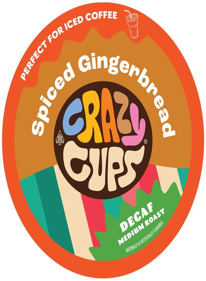 Crazy Cups Decaf Spiced Gingerbread Flavored Coffee Pods, Decaf Holiday Coffee Pods, Single Serve for Keurig K Cups Machines, Medium Roast, 22 Count - Image 1