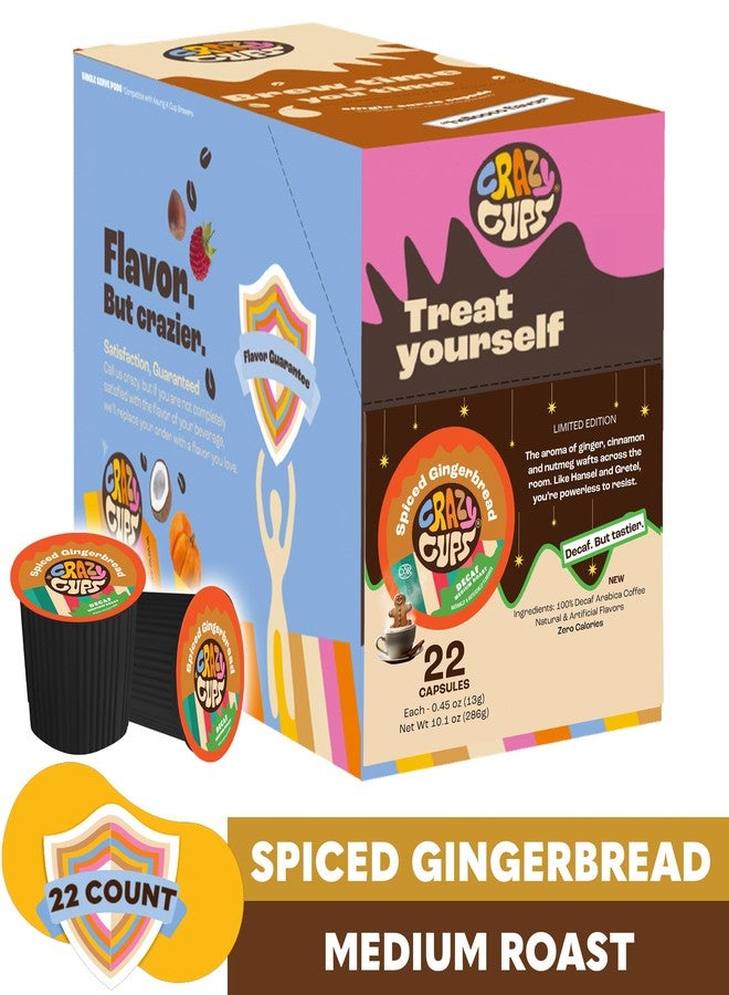 Crazy Cups Decaf Spiced Gingerbread Flavored Coffee Pods, Decaf Holiday Coffee Pods, Single Serve for Keurig K Cups Machines, Medium Roast, 22 Count - Image 2