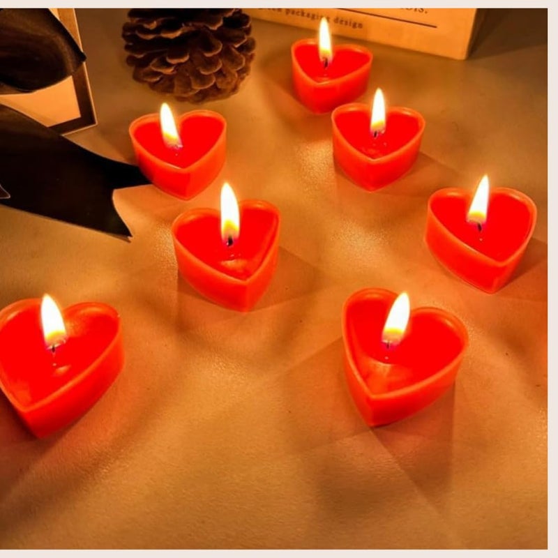 Floryn Decor Floryn Decor Candles Party Rose Aroma Scented Heart Tealight Candles Valentine Day Special Pack of 6