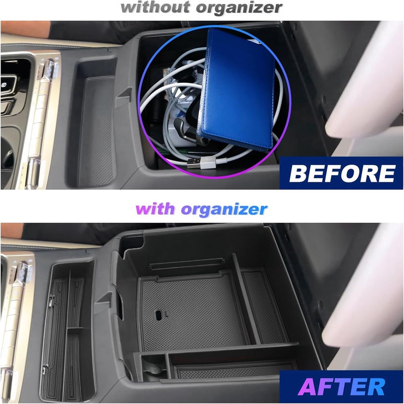 SXCY 2PCS Center Console Organizer for 2025-2026 Kia Carnival - Front Tray & Armrest Organizer - Image 2