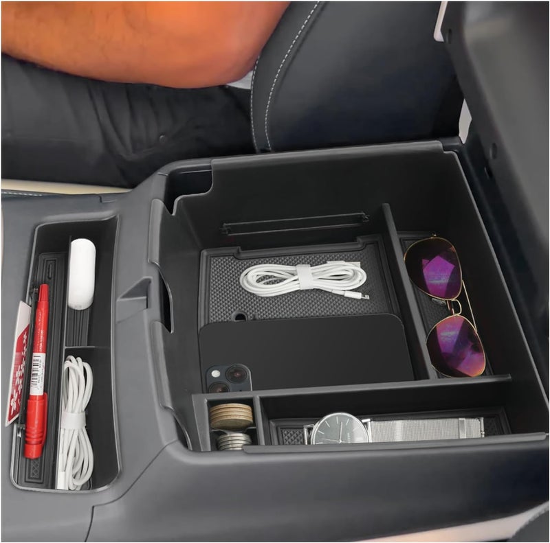 SXCY 2PCS Center Console Organizer for 2025-2026 Kia Carnival - Front Tray & Armrest Organizer - Image 3