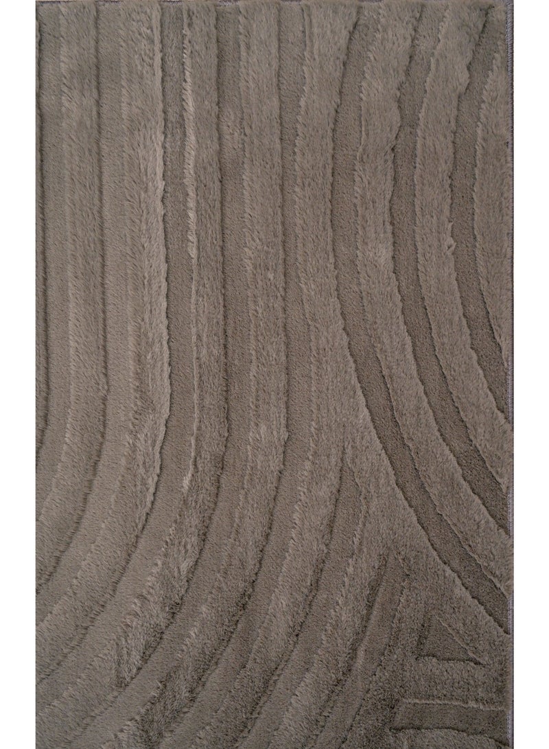 Home auraa Carpet Rug Felt & Canvas Backing – Size 160 x 230 cm – 5.25x7.55 ft | Spiral Carved Rabbit Fur Design - Grey Color | Ideal Carpet for Living Room, Bedroom, Office, Hallway or Balcony - Image 4