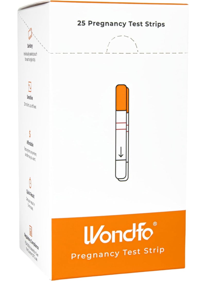 Wondfo Pregnancy Test Strips, HCG Detection 25 MIU/ml, Home Test Kit, 25 Count - Image 1