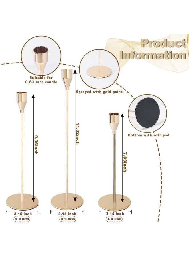 PWDAN Candlestick Holders Taper Candle Holders, Set of 27 Gold Candle Stick Holders Tall Candle Holder Vintage Candelabra Candle Stand for Valentine's Day Wedding Table Centerpiece Dining Party Decoration - Image 2
