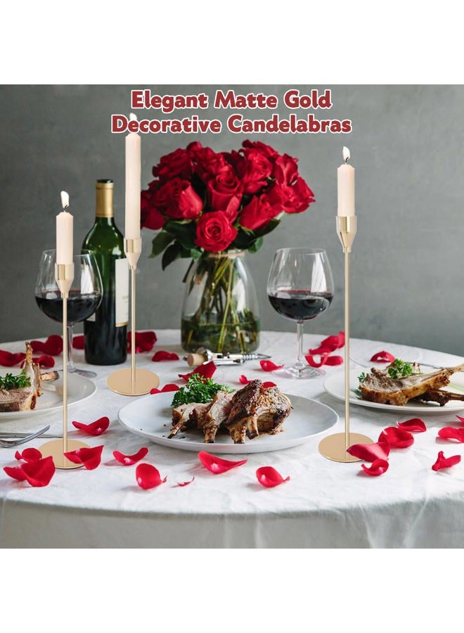 PWDAN Candlestick Holders Taper Candle Holders, Set of 27 Gold Candle Stick Holders Tall Candle Holder Vintage Candelabra Candle Stand for Valentine's Day Wedding Table Centerpiece Dining Party Decoration - Image 4