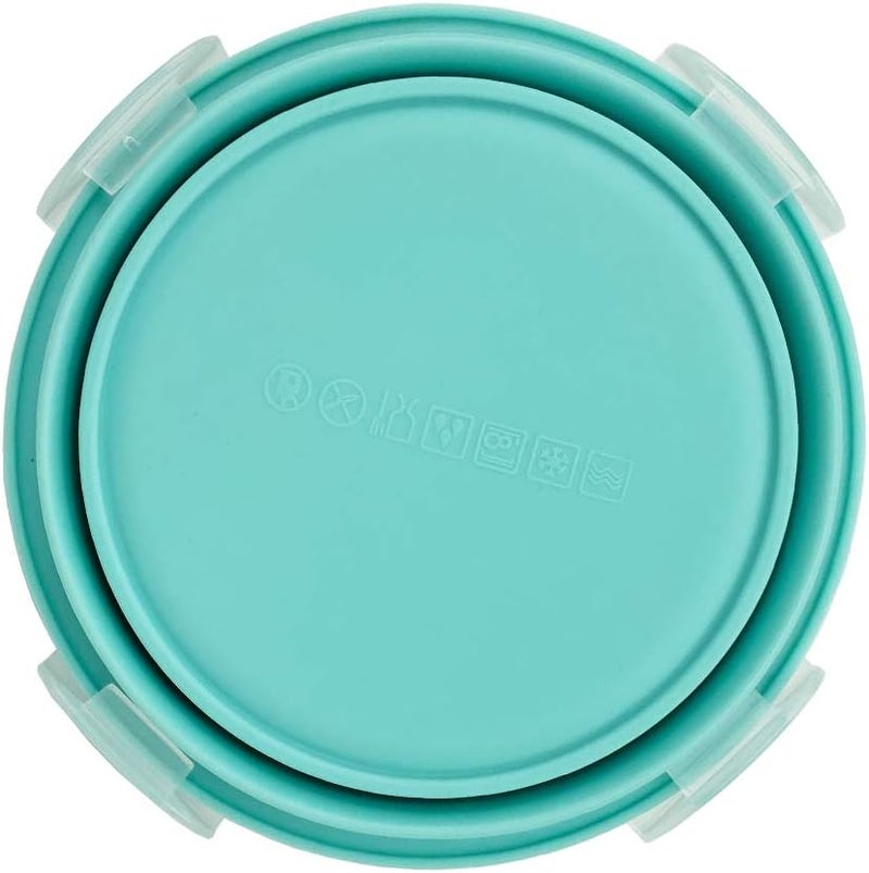 CARTINTS Small Collapsible Bowl Silicone Food Storage Containers Collapsible Camping Bowl for Travel Camping Hiking with Airtight Plastic Lids and 2Pack Silicone Dish Sponges- Blue, 500ml - Image 3