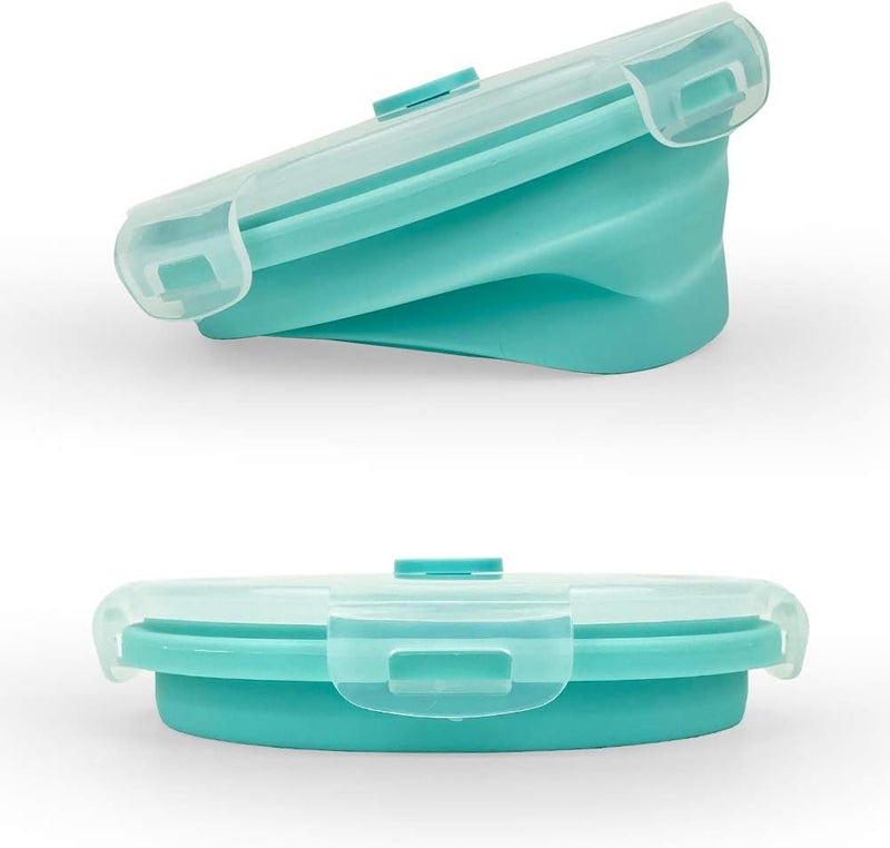 CARTINTS Small Collapsible Bowl Silicone Food Storage Containers Collapsible Camping Bowl for Travel Camping Hiking with Airtight Plastic Lids and 2Pack Silicone Dish Sponges- Blue, 500ml - Image 4