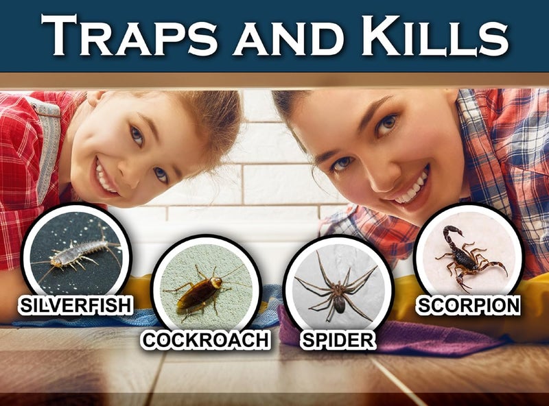 MaxGuard Silverfish + Insect Traps (12 pcs Box Trap) | Non-Toxic Extra Sticky Glue Traps, Kill All Silverfish, Centipedes, and Other Crawling Bugs and Insects | - Image 4
