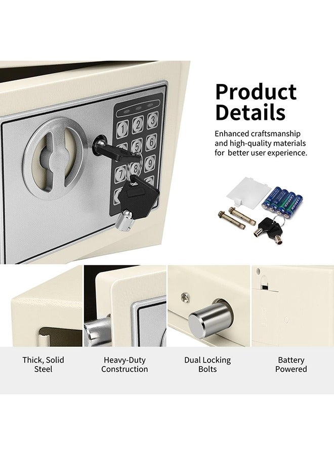 KHAJUL 23*17*17CM Security Safe, Digital Safe Electronic Steel Lock Box with Keypad to Protect Money, Jewelry, Passports for Home, Business or Travel (White) - Image 5