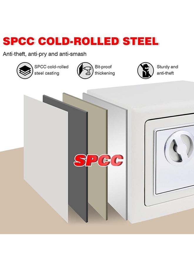 KHAJUL 23*17*17CM Security Safe, Digital Safe Electronic Steel Lock Box with Keypad to Protect Money, Jewelry, Passports for Home, Business or Travel (White) - Image 2