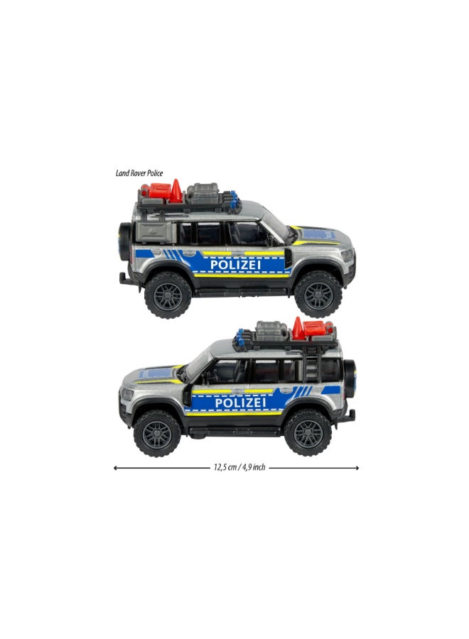 Majorette Land Rover Defender 90 Police, Officially Licensed Diecast Police Car, 12.5 cm Metal Toy Vehicle with Freewheel, Opening Rear Door, Side Compartments, Removable Traffic Cones and Accessories, Ages 3+ - Image 3