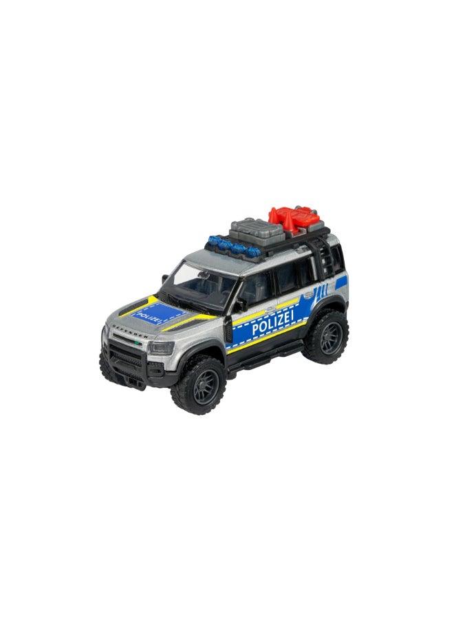 Majorette Land Rover Defender 90 Police, Officially Licensed Diecast Police Car, 12.5 cm Metal Toy Vehicle with Freewheel, Opening Rear Door, Side Compartments, Removable Traffic Cones and Accessories, Ages 3+ - Image 2