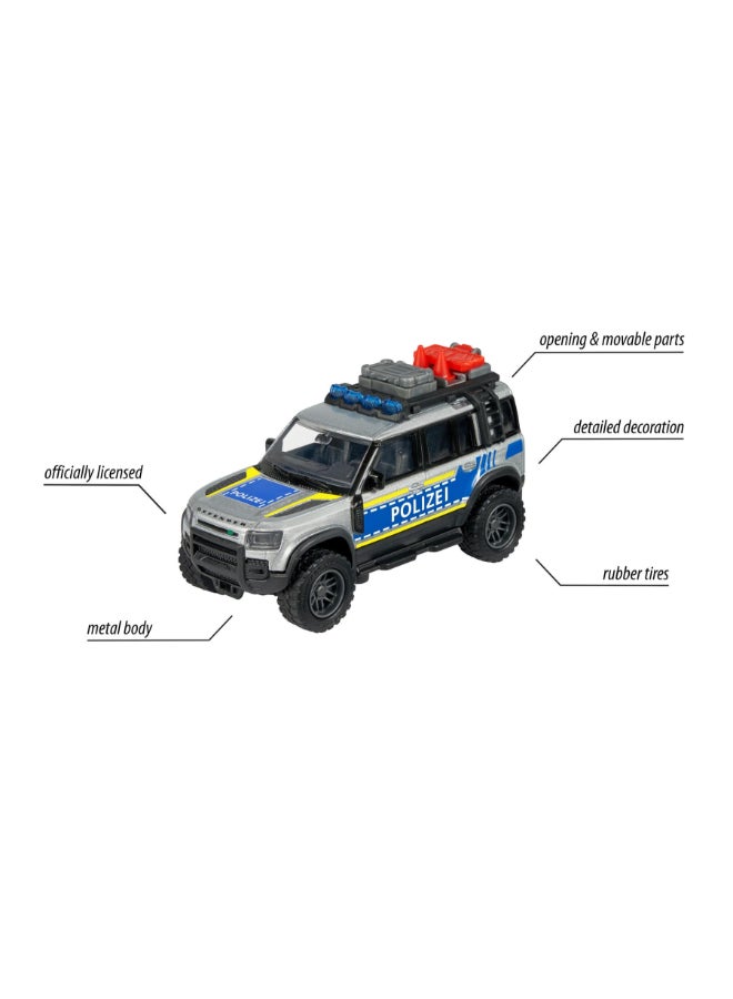 Majorette Land Rover Defender 90 Police, Officially Licensed Diecast Police Car, 12.5 cm Metal Toy Vehicle with Freewheel, Opening Rear Door, Side Compartments, Removable Traffic Cones and Accessories, Ages 3+ - Image 4