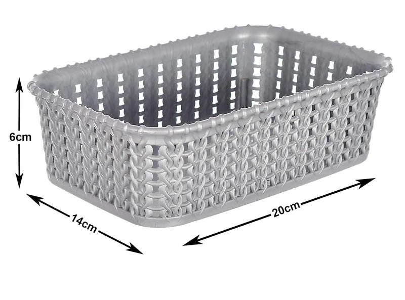 Kuber Industries Heart Home Multiuses Small M 15 Plastic Tray/Basket/Organizer Without Lid- Pack of 4 (Grey) -46HH0123 - Image 5