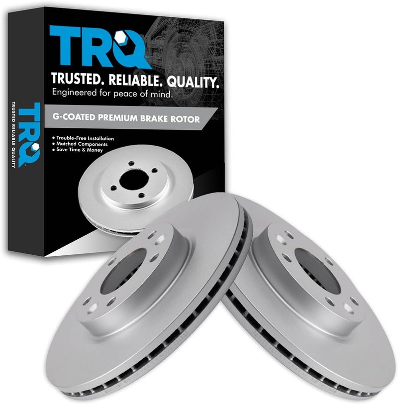 TRQ Front Brake Rotor Set G Coated Vented Compatible with 2006-2012 Ford Fusion 2007-2012 Lincoln MKZ 2006 Lincoln Zephyr 2006-2013 Mazda 6 2006-2011 Mercury Milan - Image 1