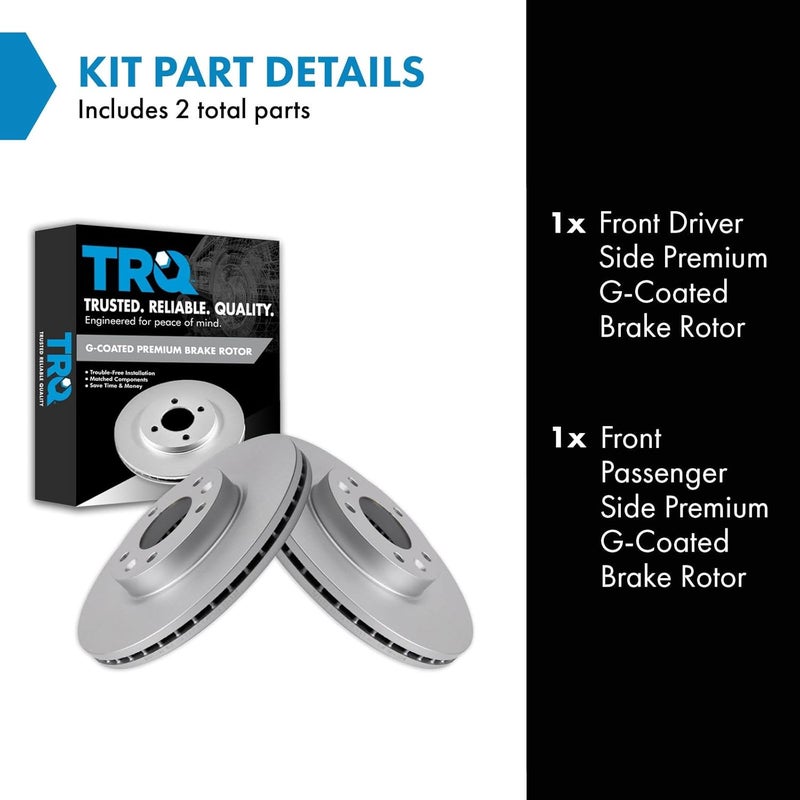 TRQ Front Brake Rotor Set G Coated Vented Compatible with 2006-2012 Ford Fusion 2007-2012 Lincoln MKZ 2006 Lincoln Zephyr 2006-2013 Mazda 6 2006-2011 Mercury Milan - Image 2