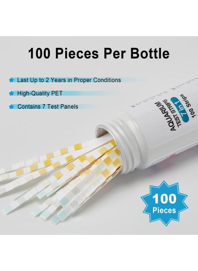 شرائط اختبار أحواض السمك، 7 في 1، لأحواض أسماك المياه العذبة والمالحة، لقياس صلابة الماء، النترات، النتريت، الكلور، القلوية، الكربونات الكلية، ودرجة الحموضة. - Image 5