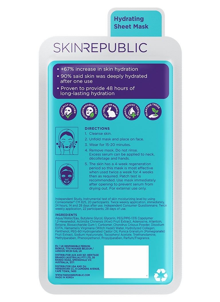 SKIN REPUBLIC Hyaluronic Acid Collagen Face Mask Sheet 25ml  - Image 2