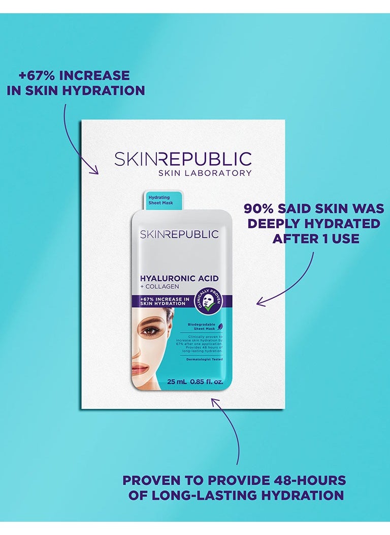 SKIN REPUBLIC Hyaluronic Acid Collagen Face Mask Sheet 25ml  - Image 3