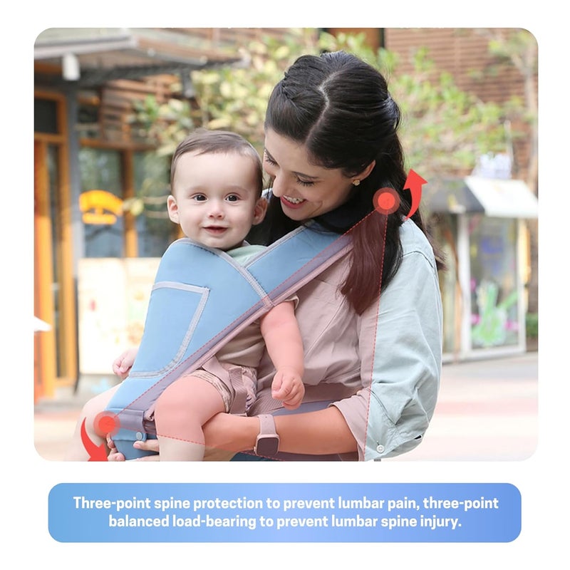 OBaby حمالة أطفال بكرسي ورك قابلة للتعديل/مريحة/خفيفة الوزن/ناعمة/دعم قطني للظهر مع 5 أوضاع حمل، للاستخدام اليومي والسفر، من حديثي الولادة إلى الأطفال (0 إلى 36 شهرًا) - Image 2