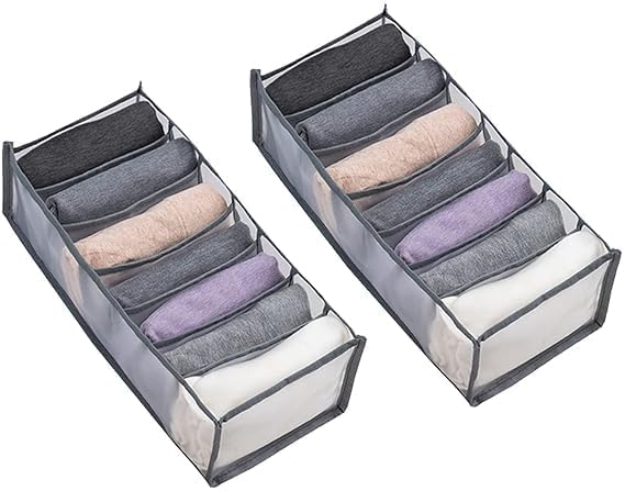 Vajin Wardrobe Clothes Organizer Jeans Organization Extra Large 7 Grids Washable heavy nylon Fordable Closet Drawer Divider Organizer Storage Box for JeansRandom color - Image 3