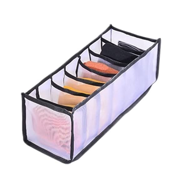 Vajin Wardrobe Clothes Organizer Jeans Organization Extra Large 7 Grids Washable heavy nylon Fordable Closet Drawer Divider Organizer Storage Box for JeansRandom color - Image 1