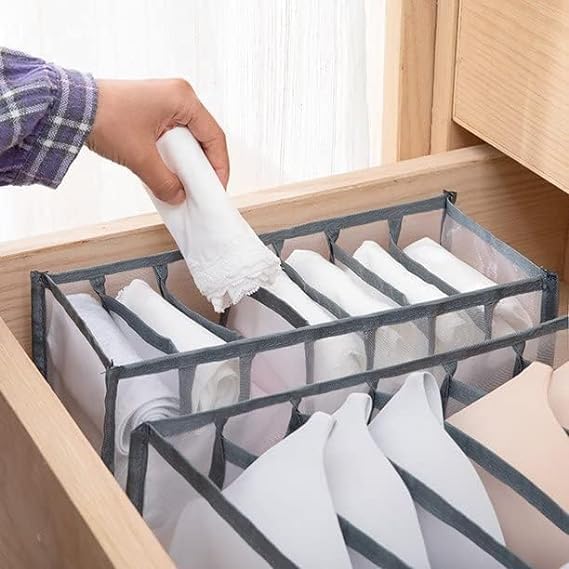 Vajin Wardrobe Clothes Organizer Jeans Organization Extra Large 7 Grids Washable heavy nylon Fordable Closet Drawer Divider Organizer Storage Box for JeansRandom color - Image 5