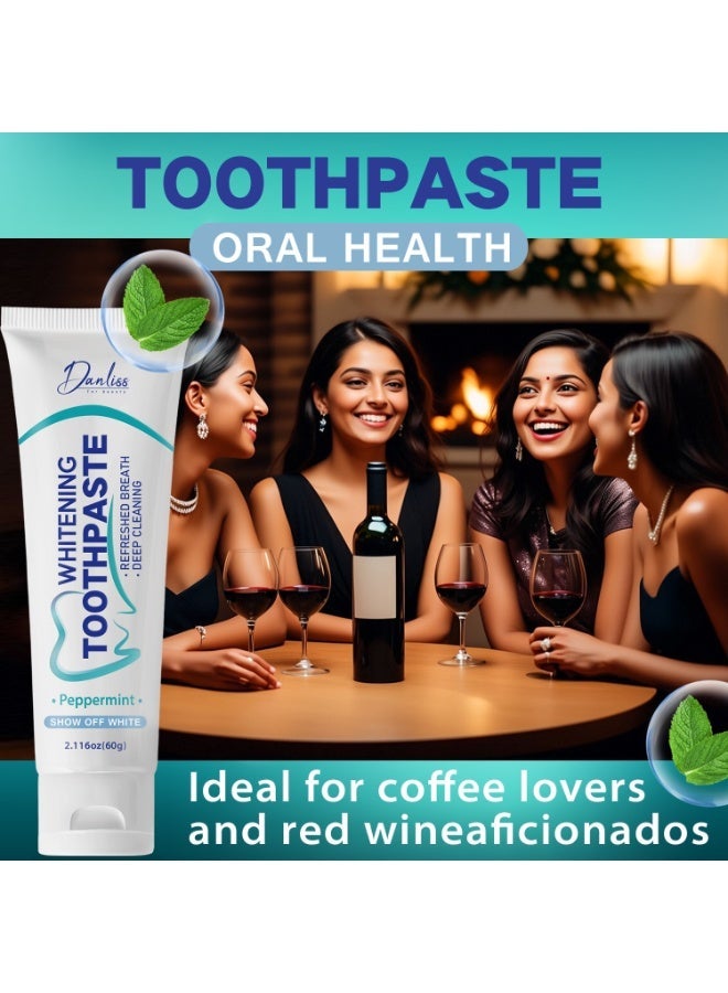 danliss Whitening Toothpaste with Peppermint for Coffee & Wine Lovers, Deep Cleaning & Refreshed Breath,  60g - Image 4