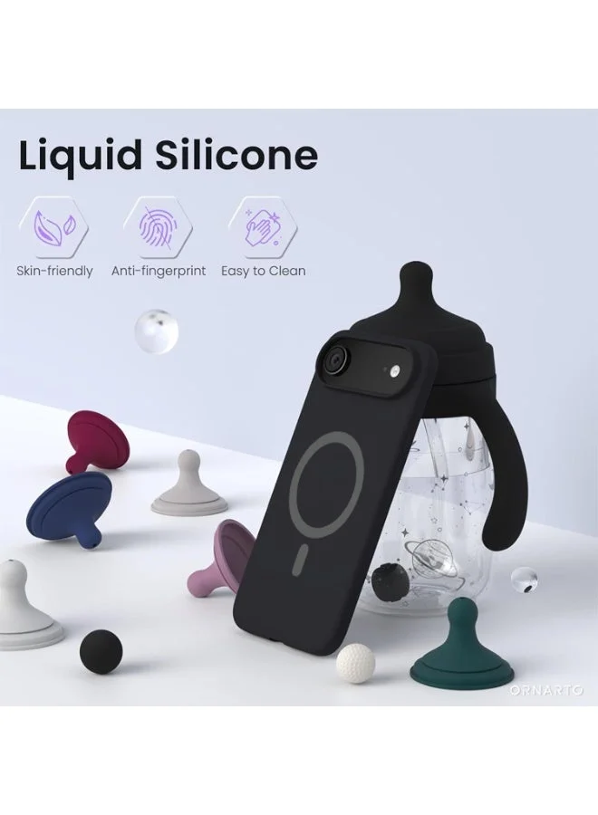 موبكوس جراب Mobcos iPhone 17 Air أسود فاخر من السيليكون مع حلقة مغناطيسية وشحن لاسلكي | ملمس ناعم كالحرير | حماية مقاومة للصدمات بمعايير عسكرية | توافق مغناطيسي قوي | غطاء أنيق ونحيف