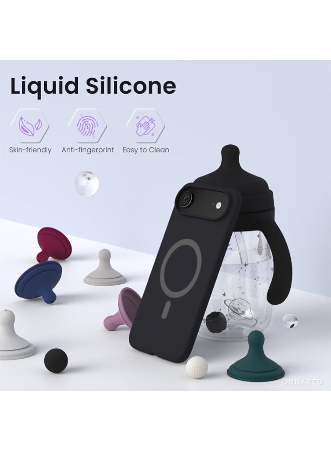 موبكوس جراب Mobcos iPhone 17 Air أسود فاخر من السيليكون مع حلقة مغناطيسية وشحن لاسلكي | ملمس ناعم كالحرير | حماية مقاومة للصدمات بمعايير عسكرية | توافق مغناطيسي قوي | غطاء أنيق ونحيف - Image 2