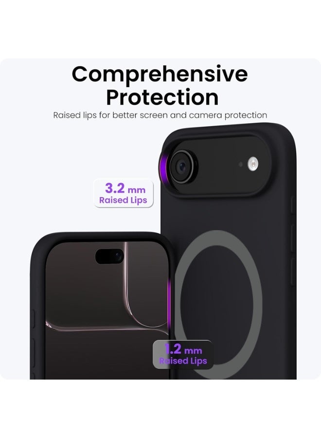 موبكوس جراب Mobcos iPhone 17 Air أسود فاخر من السيليكون مع حلقة مغناطيسية وشحن لاسلكي | ملمس ناعم كالحرير | حماية مقاومة للصدمات بمعايير عسكرية | توافق مغناطيسي قوي | غطاء أنيق ونحيف - Image 3