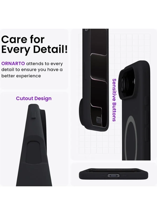Mobcos Mobcos iPhone 17 Air Black Elite Ring Mobcos iPhone 17 Air Black Elite Ring Premium Silicone Magnetic Wireless Charging Case for iPhone | Silky Soft Touch | Military-Grade Shockproof Protection | Strong Magnetic Compatibility | Luxury Slim Cover  | Best Price UAE