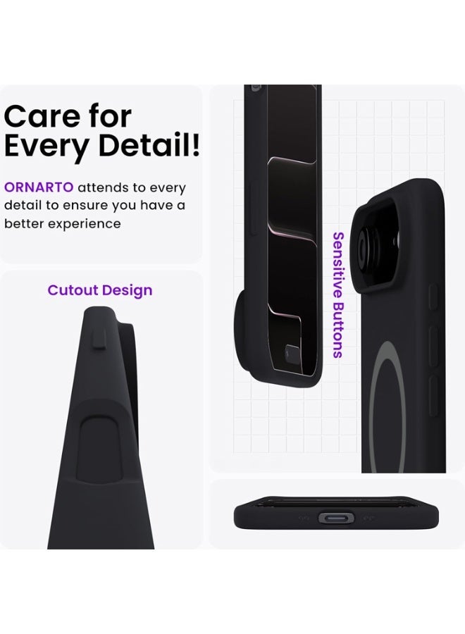 موبكوس جراب Mobcos iPhone 17 Air أسود فاخر من السيليكون مع حلقة مغناطيسية وشحن لاسلكي | ملمس ناعم كالحرير | حماية مقاومة للصدمات بمعايير عسكرية | توافق مغناطيسي قوي | غطاء أنيق ونحيف - Image 4