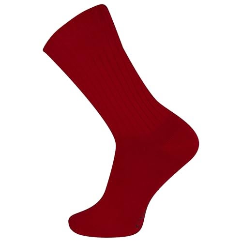 Chaps Mens Solid Color Casual True Rib Crew - 1 Pair Pack Cotton Comfort And Breathable Mesh Dress Sock, Red, 6-12 US - Image 2