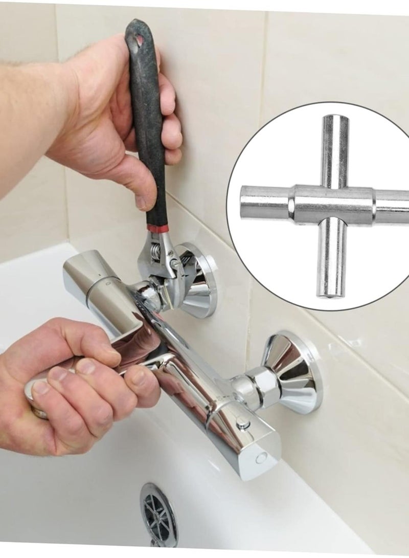 GGOOT 1pc 4 in 1 Wrench Tube Wrench Multiple Jobs Wrench Hardware Wrench Multi- Wrench Bathroom Faucet Wrench Repair Wrench Tool Hand 40cr Steel The Cross Wrenches  - Image 4