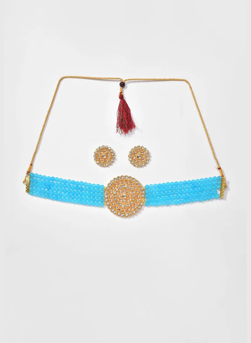 SOHI Gold Plated Designer Stone Necklace Set
