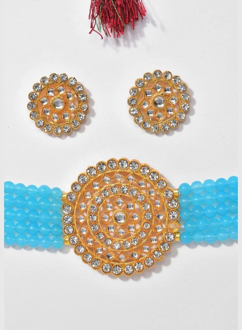 SOHI Gold Plated Designer Stone Necklace Set