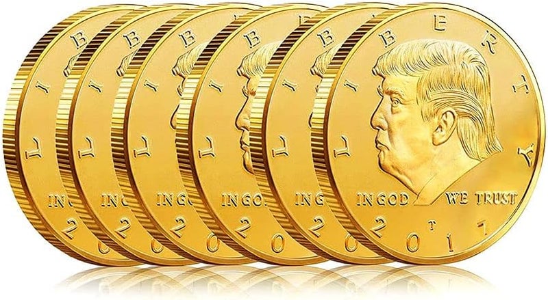 كلاراكو عملة دونالد ترامب الذهبية، عملة ذهبية مطلية بالذهب لعام ٢٠١٧، الرئيس الخامس والأربعون - عبوة من ٦ قطع - Image 1