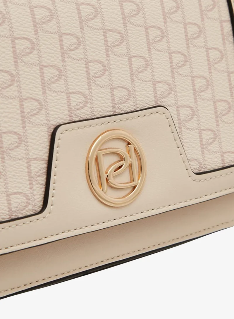 Paprika PINK Women's Monogram Print Crossbody Bag with Button Closure and Chain Strap for Women | Best Price UAE