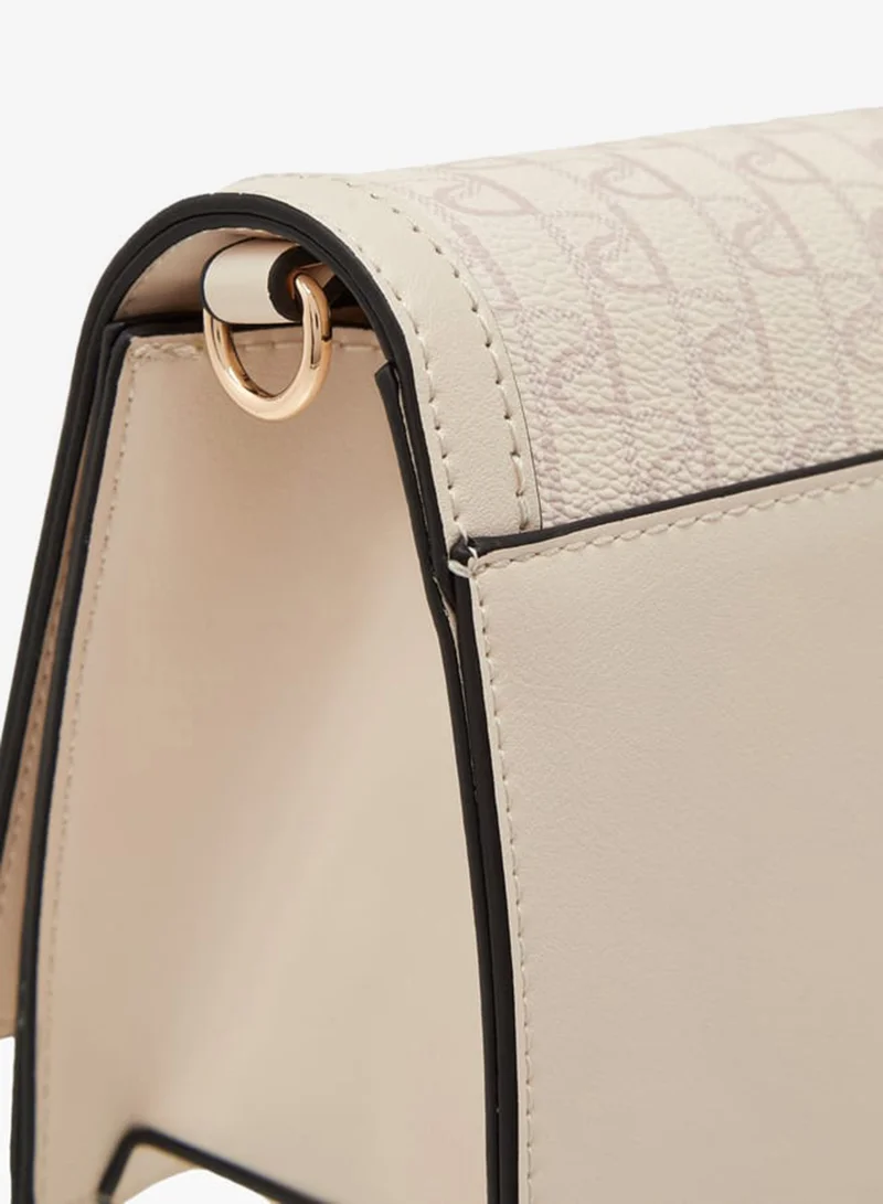 Paprika PINK Women's Monogram Print Crossbody Bag with Button Closure and Chain Strap for Women | Best Price UAE