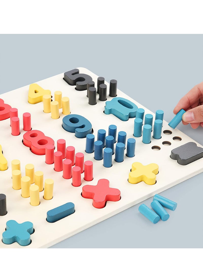 MIKNEKE Montessori Number Counting Peg Board Beads Game, Wooden Math Manipulative Materials for Preschool, Number Montessori Learning Toy for Toddlers & Kindergarteners (Beads Board)  - Image 2