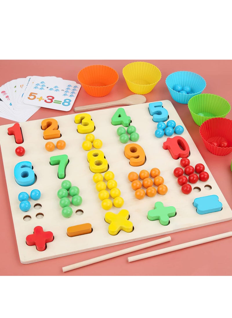 MIKNEKE Montessori Number Counting Peg Board Beads Game, Wooden Math Manipulative Materials for Preschool, Number Montessori Learning Toy for Toddlers & Kindergarteners (Beads Board)  - Image 5